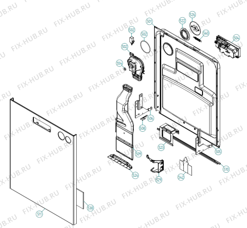 Схема №1 D5434 XL US   -white (401495, DW90.1) с изображением Дверца для посудомойки Gorenje 436052