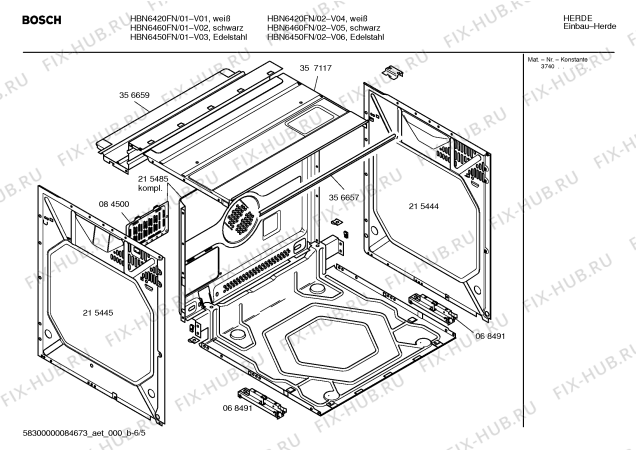 Взрыв-схема плиты (духовки) Bosch HBN6450FN - Схема узла 05