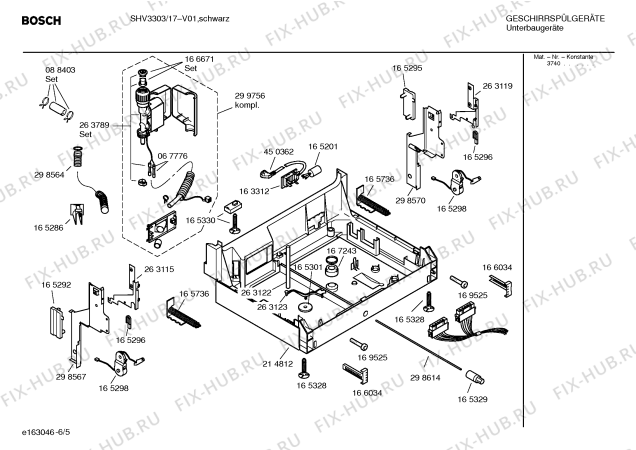 Взрыв-схема посудомоечной машины Bosch SHV3303 - Схема узла 05
