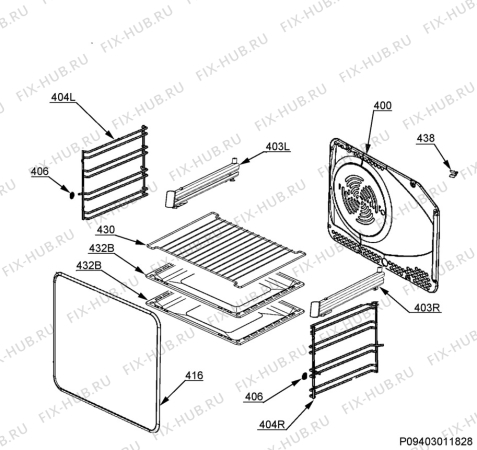 Взрыв-схема плиты (духовки) Electrolux EKC54502OK - Схема узла Oven