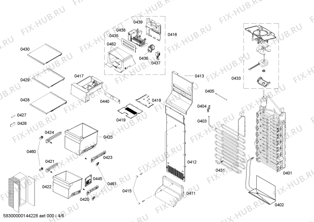 Взрыв-схема холодильника Bosch KAD63P70TI - Схема узла 04