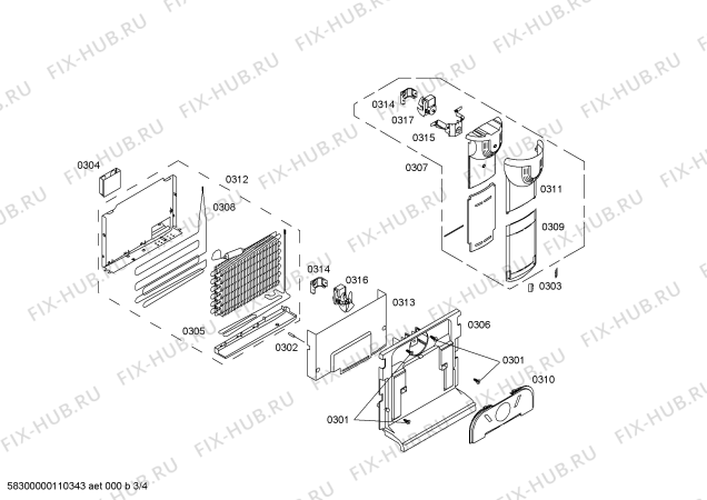 Взрыв-схема холодильника Bosch KGU34105 - Схема узла 03