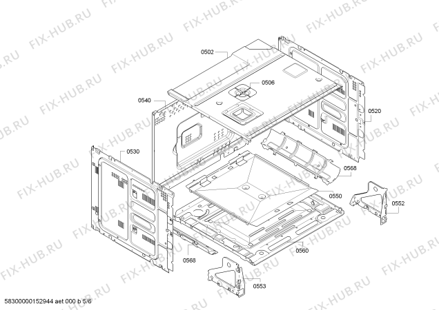 Взрыв-схема плиты (духовки) Bosch HBC86P753W - Схема узла 05