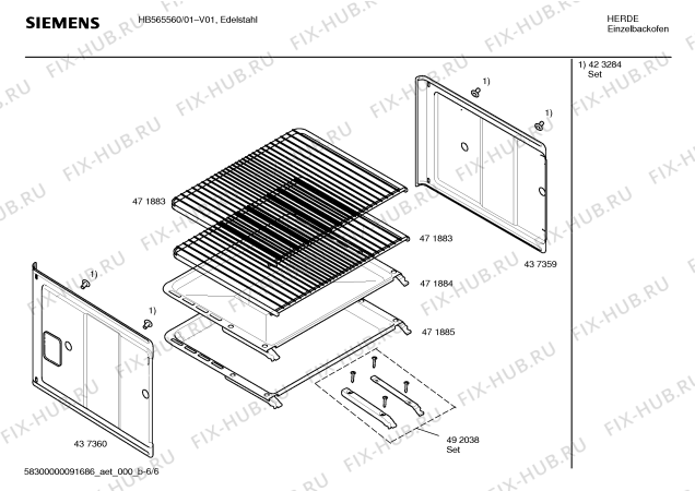 Схема №3 HB565560 с изображением Каталитическая панель для духового шкафа Siemens 00437360
