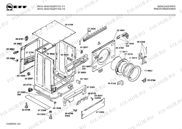 Схема №3 W4210G0FF WI10 с изображением Панель управления для стиральной машины Bosch 00272930
