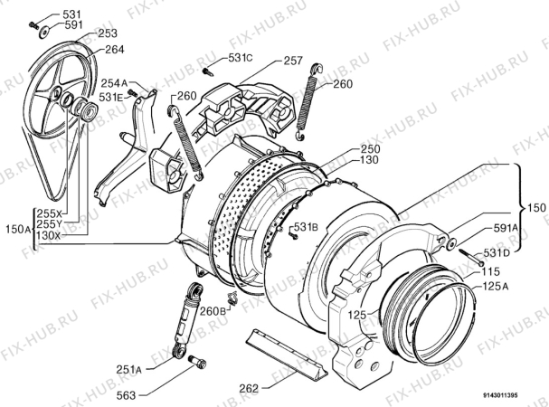 Взрыв-схема стиральной машины Electrolux EW918W - Схема узла Functional parts 267