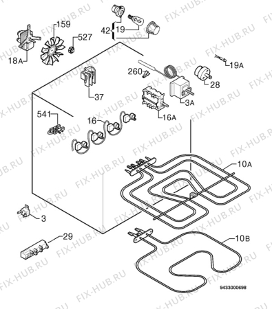 Взрыв-схема плиты (духовки) Electrolux EKK601303W - Схема узла Electrical equipment 268