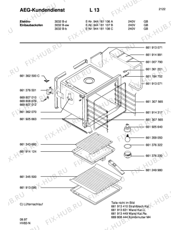 Взрыв-схема плиты (духовки) Aeg 3032B-B GB - Схема узла Section1