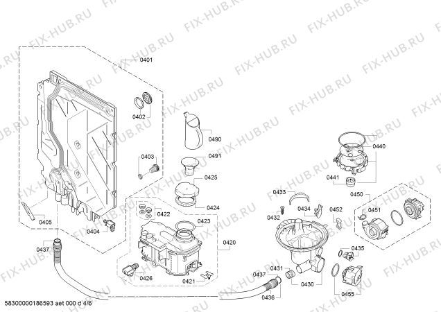 Взрыв-схема посудомоечной машины Bosch SBV53L00AL accent line - Схема узла 04