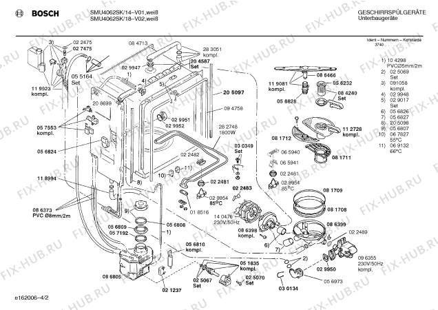 Схема №1 SMU4062SK с изображением Панель для электропосудомоечной машины Bosch 00289006