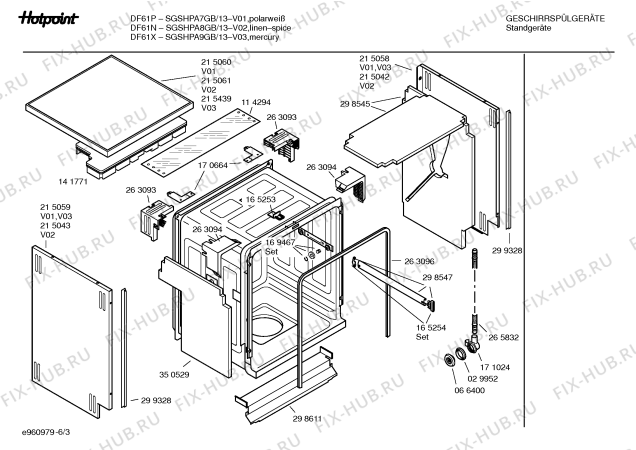 Схема №6 SGSHPA9GB DF61X с изображением Столешница для посудомоечной машины Bosch 00215439