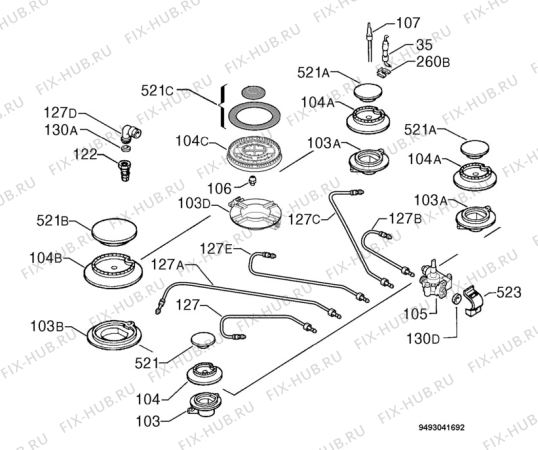 Взрыв-схема плиты (духовки) Electrolux EHG7765X - Схема узла Functional parts 267