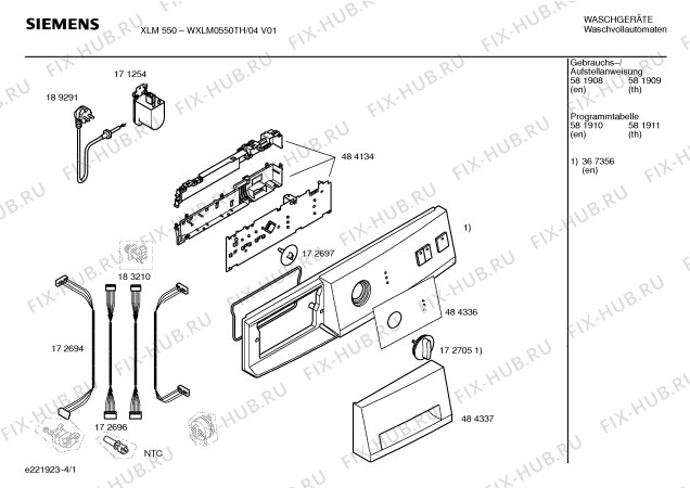 Схема №2 WXLM0650TH Siemens XLM 650 с изображением Инструкция по установке и эксплуатации для стиралки Siemens 00581909