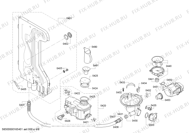 Взрыв-схема посудомоечной машины Bosch SMU57D45EU SilencePlus - Схема узла 04