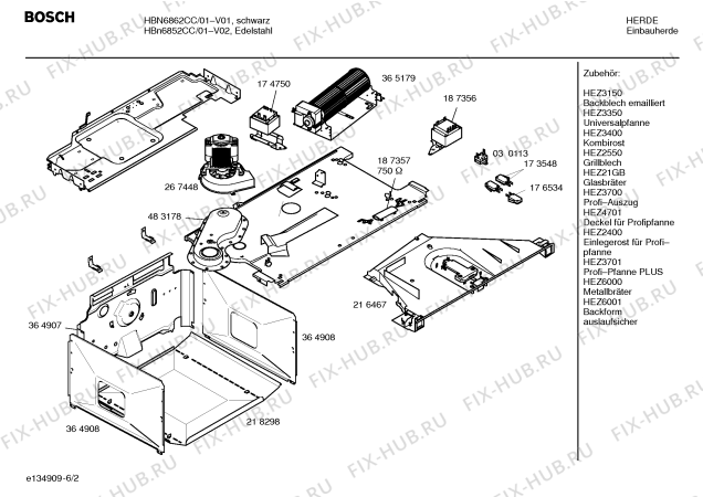 Взрыв-схема плиты (духовки) Bosch HBN6852CC - Схема узла 02
