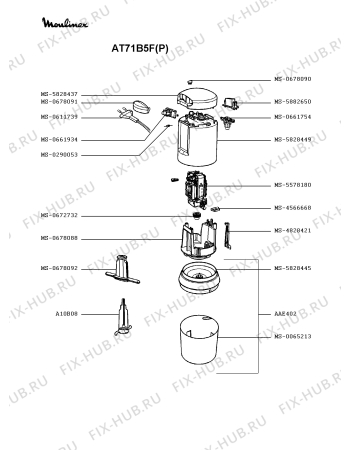 Схема №1 AT71B5F(P) с изображением Корпусная деталь для электроблендера Moulinex MS-0678090