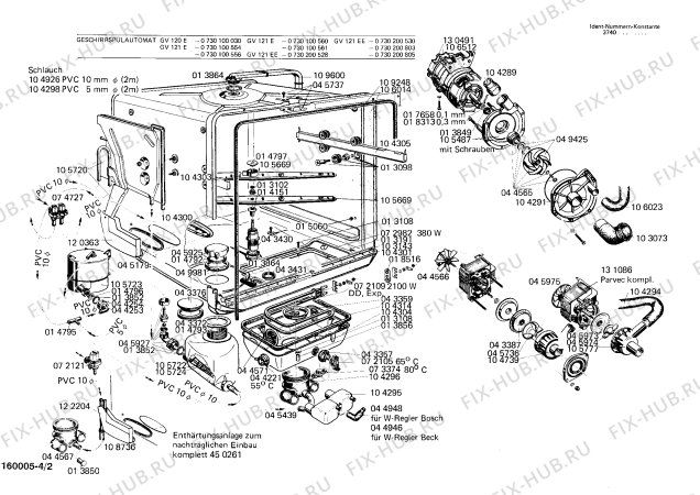 Взрыв-схема посудомоечной машины Bosch 0730200530 GV121EE - Схема узла 02