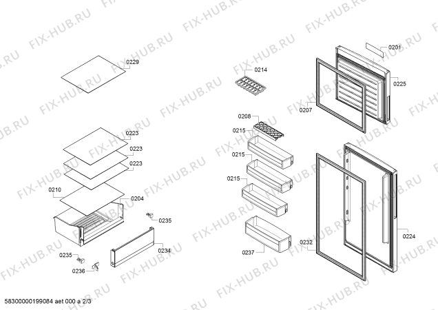 Схема №2 BD2058L2VV Profilo с изображением Дверь для холодильной камеры Bosch 00715259