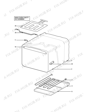 Взрыв-схема плиты (духовки) Tricity Bendix SI222W - Схема узла H10 Main Oven Cavity (large)