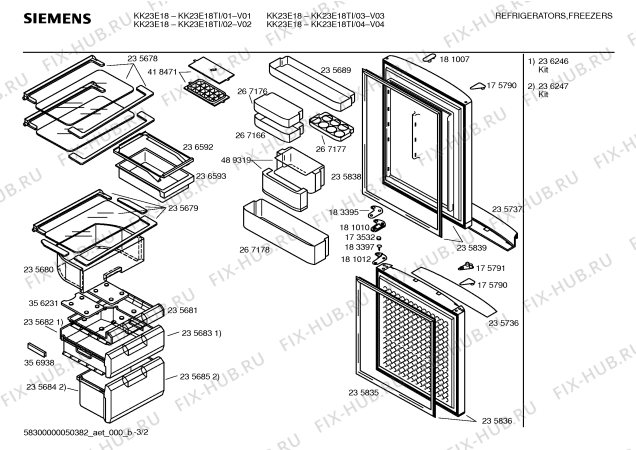 Схема №1 KG25F200 с изображением Передняя панель для холодильника Siemens 00236478