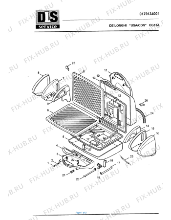 Схема №1 CG134 с изображением Корпусная деталь для гриля DELONGHI 7179101200