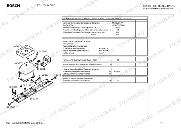 Взрыв-схема холодильника Bosch KGU35114GB - Схема узла 04