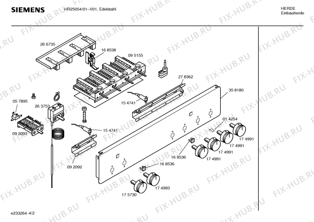 Взрыв-схема плиты (духовки) Siemens HR25054 - Схема узла 02