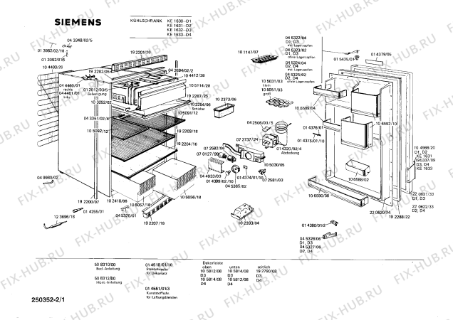 Схема №2 KE1763 с изображением Поднос для холодильника Siemens 00106590