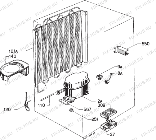 Взрыв-схема холодильника Zanussi DF56/45 - Схема узла Refrigerator cooling system