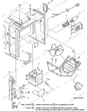 Взрыв-схема микроволновой печи Husqvarna Electrolux QN4051 - Схема узла H40 Panel, users manual  D