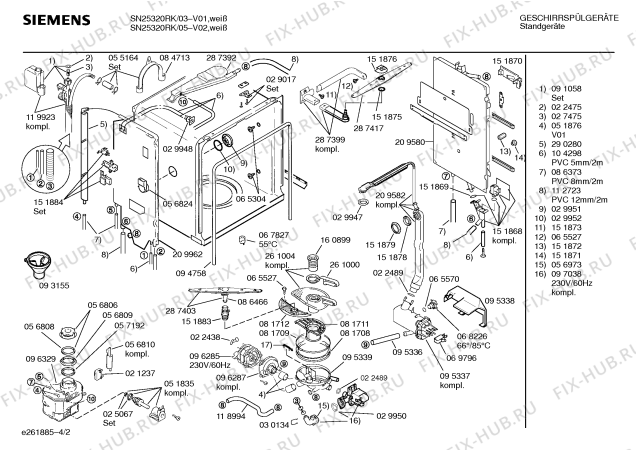 Взрыв-схема посудомоечной машины Siemens SN25320RK - Схема узла 02