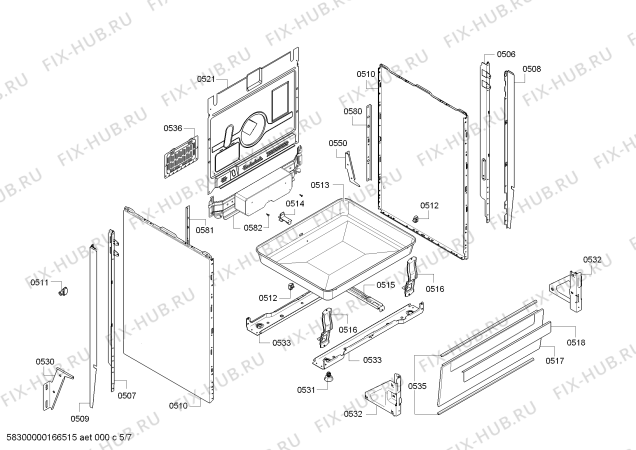 Взрыв-схема плиты (духовки) Bosch HCE743253G - Схема узла 05