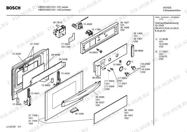 Схема №2 HBN3160EU с изображением Инструкция по эксплуатации для плиты (духовки) Bosch 00528718