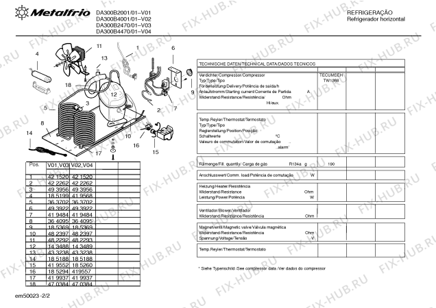 Взрыв-схема холодильника Metalfrio DA300B4001 - Схема узла 02