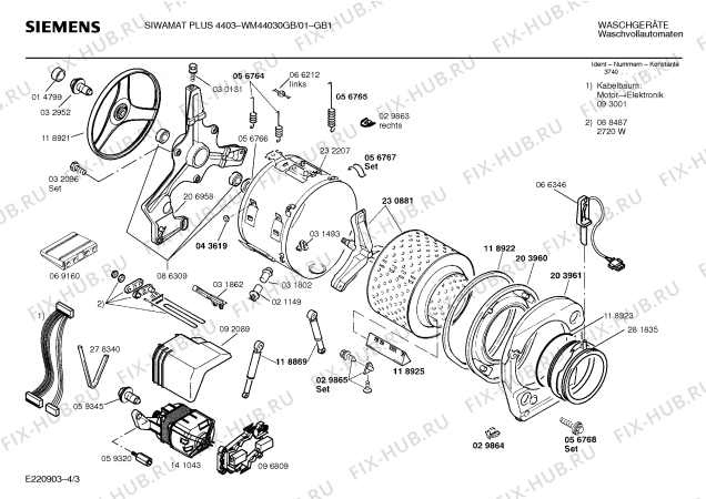 Взрыв-схема стиральной машины Siemens WM44030GB SIWAMAT PLUS 4403 - Схема узла 03