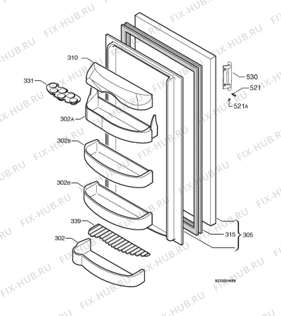 Взрыв-схема холодильника Electrolux ERC2722 - Схема узла Door 003