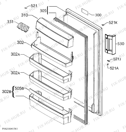 Схема №1 S32500KSS1 с изображением Дверь для холодильника Aeg 2064576131