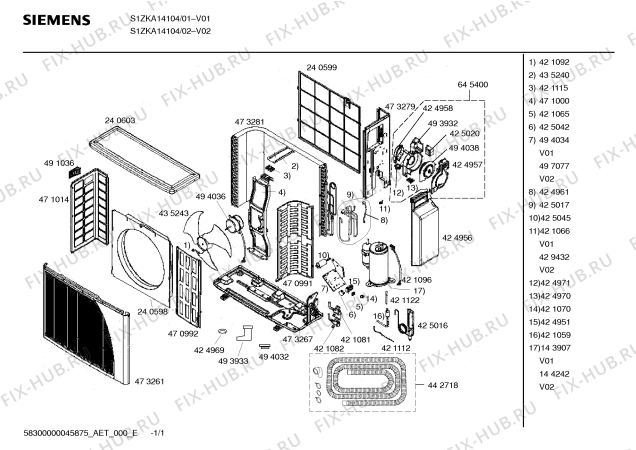 Схема №1 S1ZAA14406 с изображением Компрессор для кондиционера Siemens 00143907