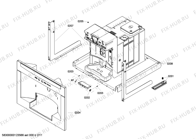 Схема №2 C7660N1 с изображением Панель для электрокофемашины Bosch 00663485