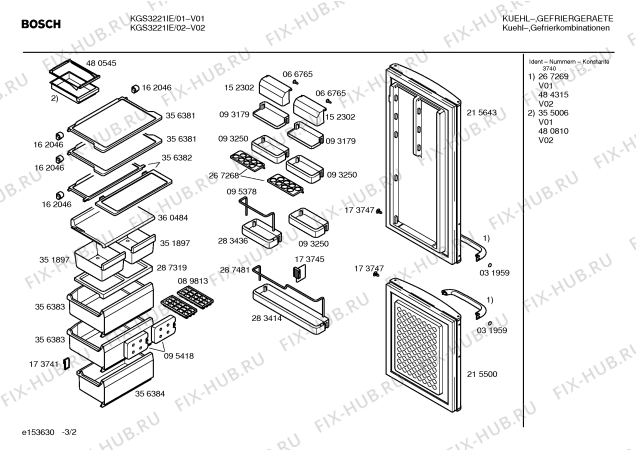 Взрыв-схема холодильника Bosch KGS3221IE - Схема узла 02