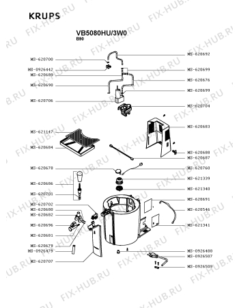 Взрыв-схема диспенсера для напитков Krups VB5080HU/3W0 - Схема узла 8P003240.8P2