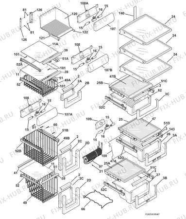 Взрыв-схема холодильника Electrolux ENL62801X - Схема узла Housing, inner