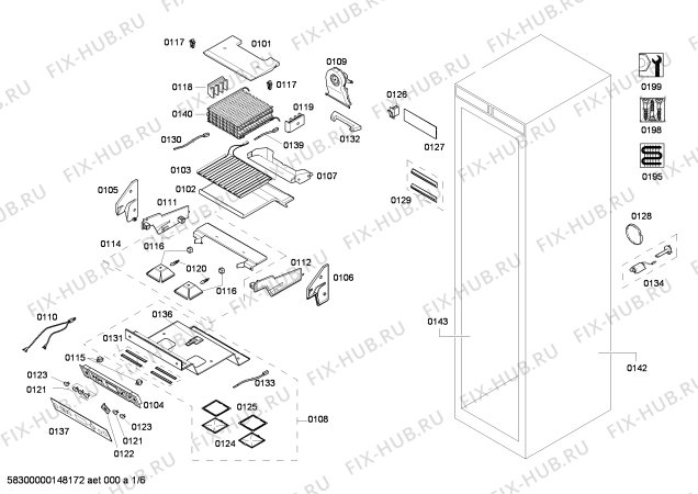 Схема №1 T18BD80FL с изображением Планка для холодильника Bosch 00249895