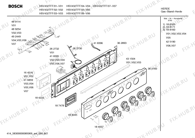 Схема №1 HSV435PFF, Bosch с изображением Кабель для плиты (духовки) Bosch 00489114