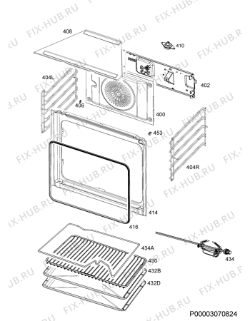 Взрыв-схема плиты (духовки) Zanussi ZOB53811MR - Схема узла Oven