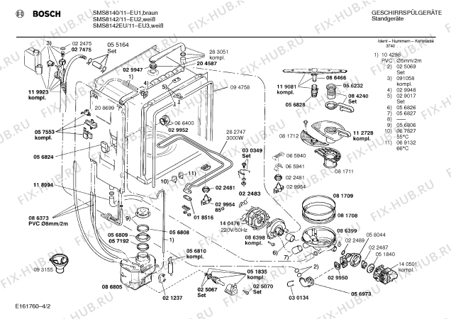 Взрыв-схема посудомоечной машины Bosch SMS8142EU - Схема узла 02