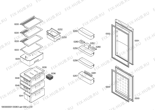 Схема №3 3KEB5412 с изображением Дверь морозильной камеры для холодильника Bosch 00680305