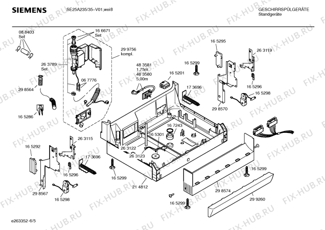 Схема №3 SE25A535 с изображением Инструкция по эксплуатации для электропосудомоечной машины Siemens 00585582