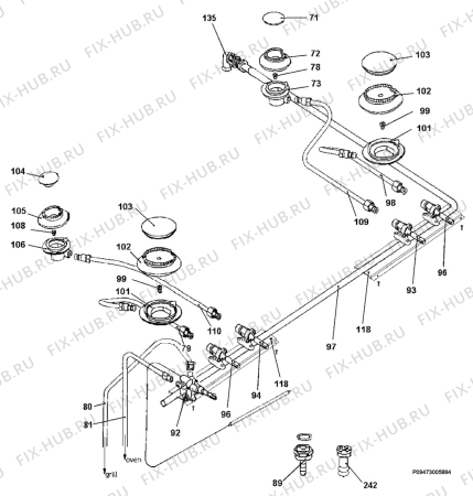 Взрыв-схема плиты (духовки) Arthur Martin BU8806W - Схема узла Section 7