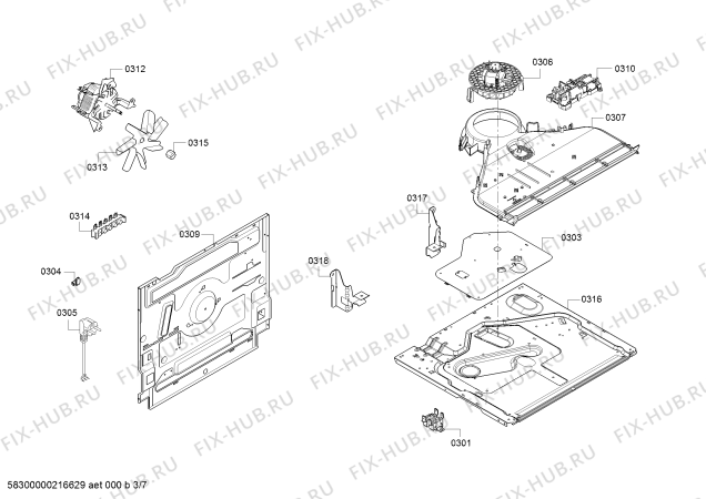 Взрыв-схема плиты (духовки) Bosch HXA060D29T - Схема узла 03